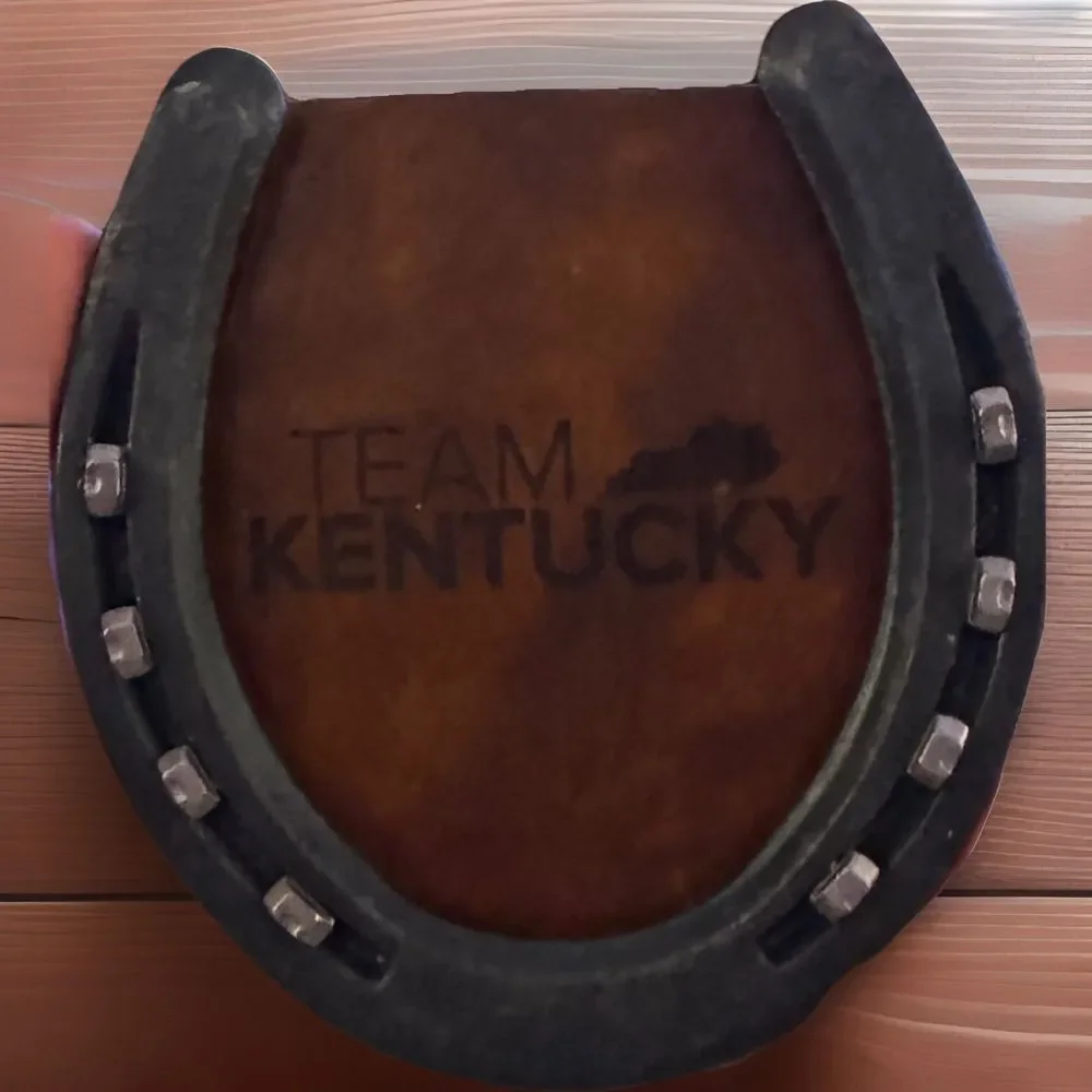 Tooled Leather Horseshoe‎ Drink Coaster Team Kentucky New
